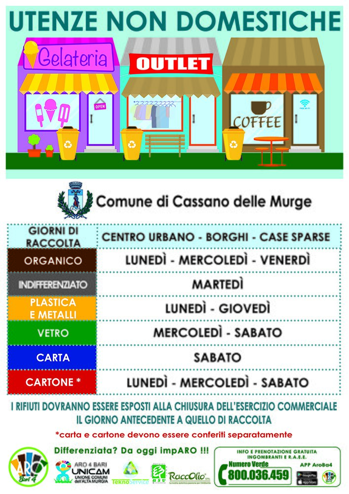 Calendario utenze non domestiche, Cassano delle Murge (BA)