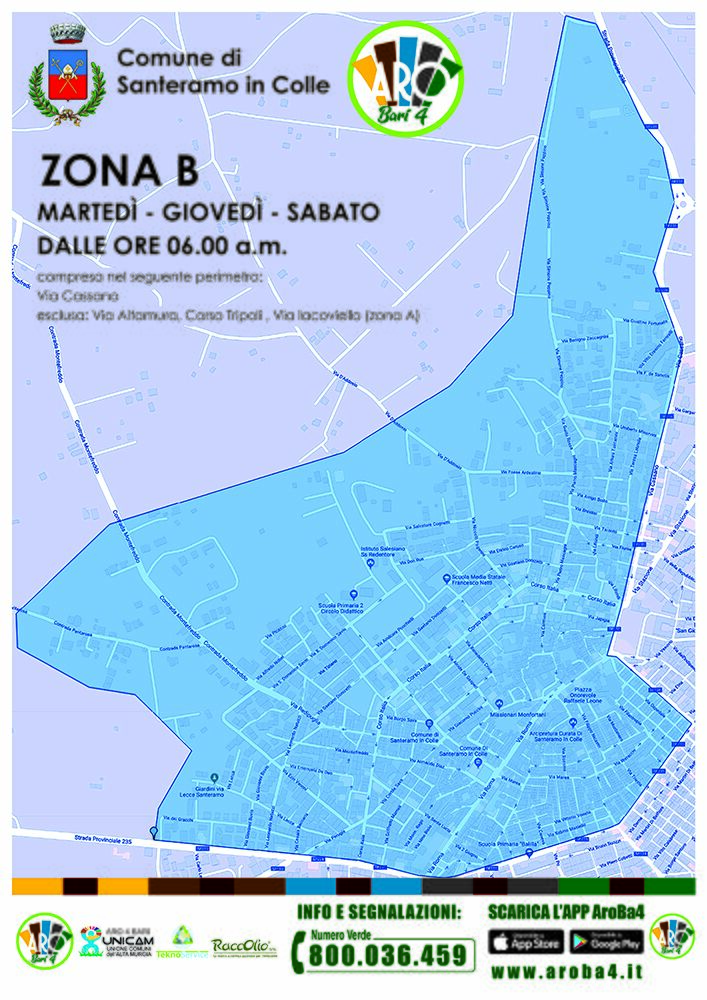 RACCOLTA CARTONI UTENZE NON DOMESTICHE, SANTERAMO IN COLLE, ZONA B. RACCOLTA CARTONI UTENZE NON DOMESTICHE, SANTERAMO IN COLLE, ZONA B.